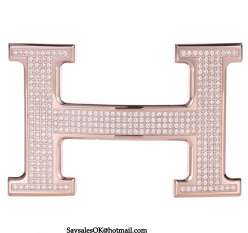 Hermes 18k Rose Gold Plated H Buckle with Full Diamonds